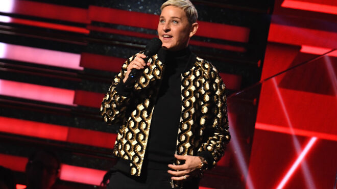 Comedian Ellen DeGeneres speaks during the 62nd Annual Grammy Awards on Jan. 26, 2020, in Los Angeles. (Robyn Beck/AFP/Getty Images/TNS)