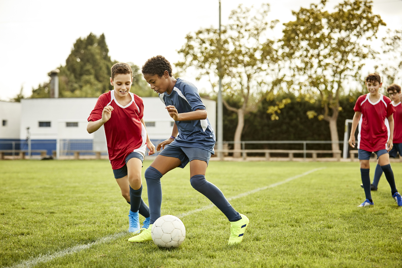 Boys playing soccer