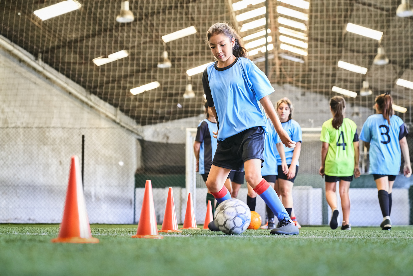 Girls playing soccer